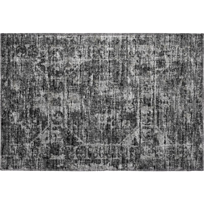 Premium Machine Washable Kelsa AMF41 Black Rug