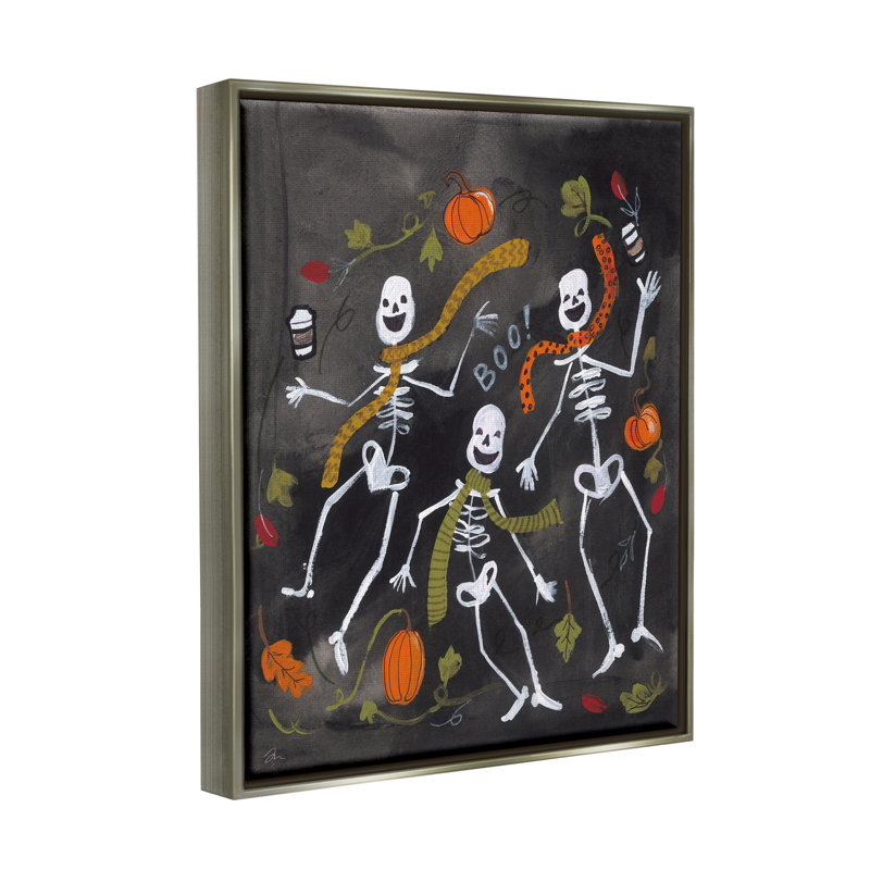 «Autumn Skeletons With Coffee» encadré sur bois par Jessica Mingo, impression, H 31 po x l 25 po x P 1,7 po