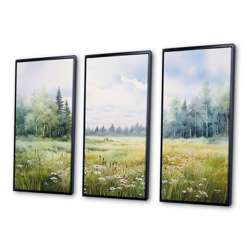 Ensemble de décorations murales Meadow, Cadre flottant noir, H 32 po x l 48 po x P 1 po