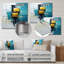 «Ebullient pensé jaune moutarde sur fond bleu», art mural abstrait-746683060-746683063