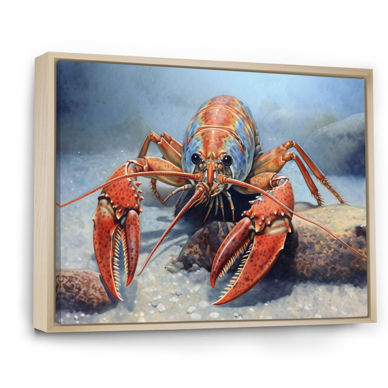 «Freshwater Crayfish I», reproduction sur toile, Cadre naturel flottant, H 16 po x l 32 po x P 1 po