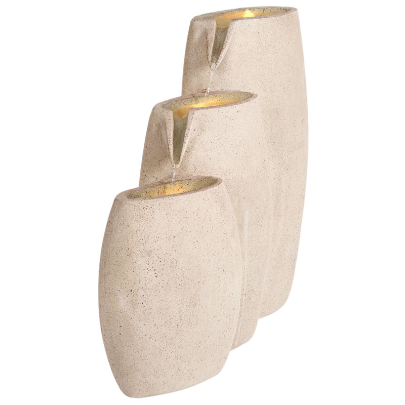 ARKLE Outdoor Floor Fountain with Lights, Beige