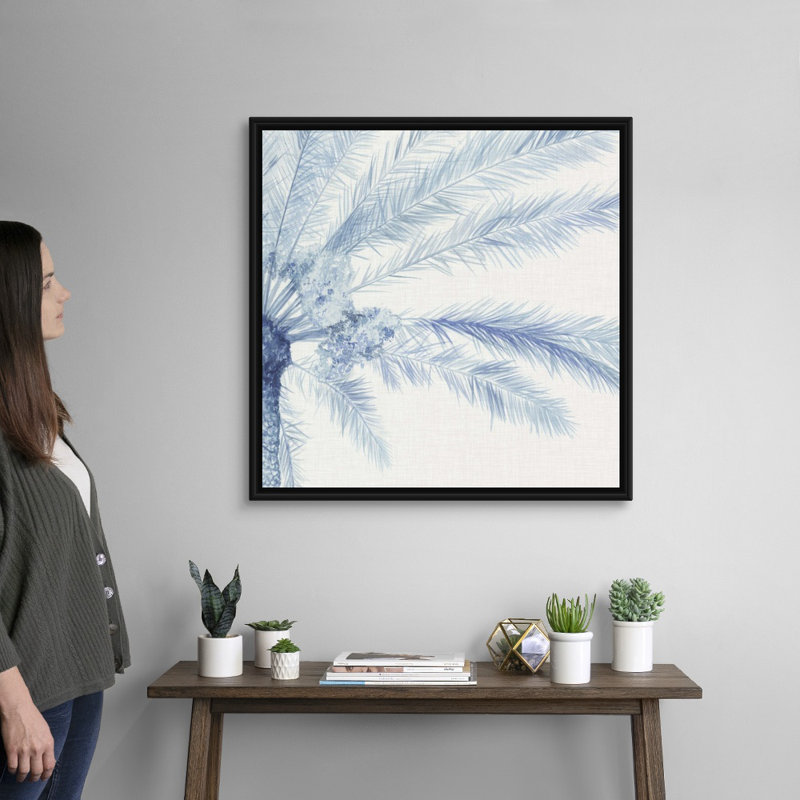 Art mural sur toile Chambray Palms II, Toile avec cadre noir, H 30 po x l 30 po x P 1,75 po