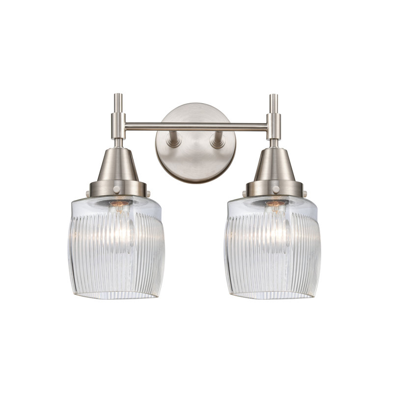 Éclairage pour meuble-lavabo à 2 lumières à intensité variable Gayle, Blanc mat, Ampoule DEL rétro 4 watts, Nickel satiné