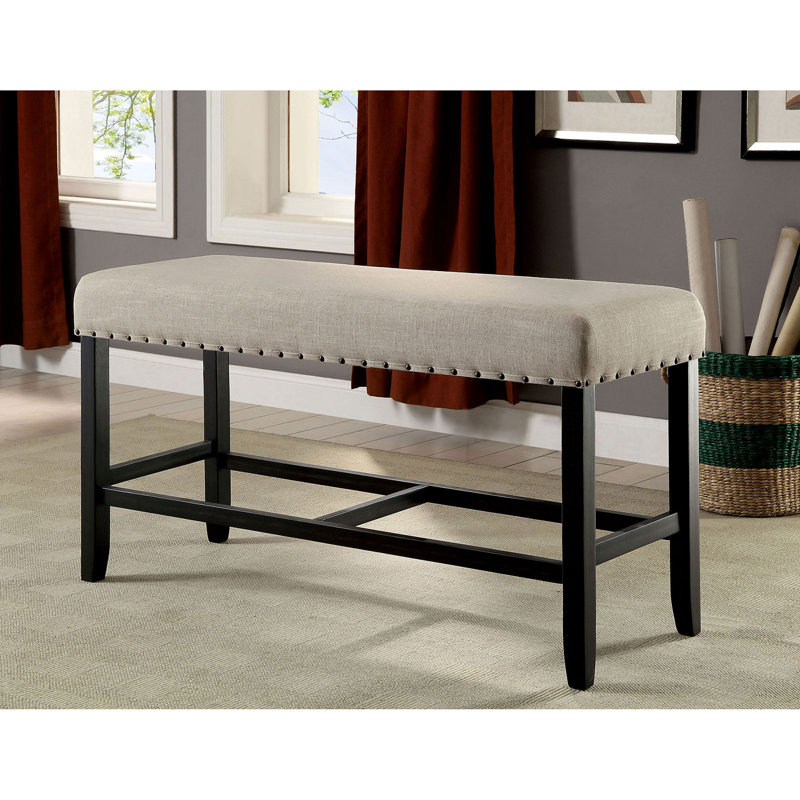 Banc rembourré Ariyanna, Beige / noir antique, H 25 po x l 44 po x P 16 po