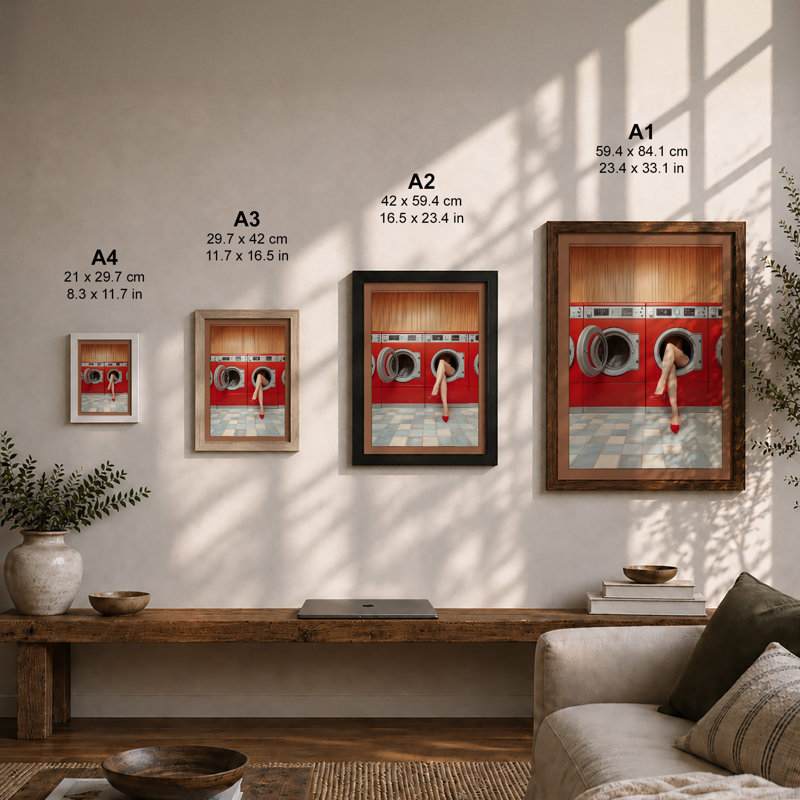 Emerging from Red Surrealism - Framed Print, A1 - 84.1 x 59.4 cm, Oak