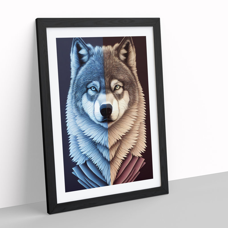 Bust Of The Wolf No.3 - Single Picture Frame Print, Black, 64cm H x 46cm W x 2cm D