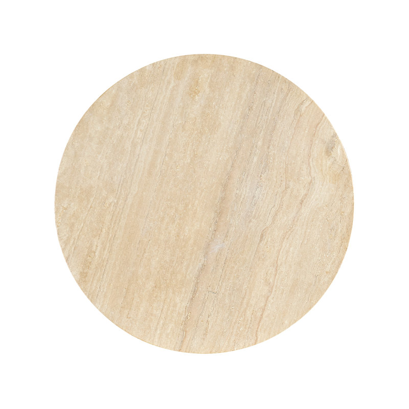 Beige and Brown Round Rope-Wrapped Stone End Table