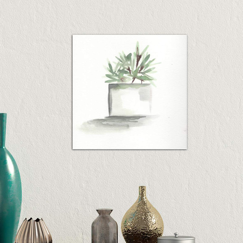 « aquarelle-cactus still life iv », peinture, H 12 po x l 12 po x P 0,75 po, Toile tendue
