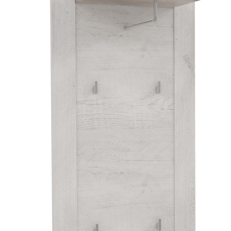 Eurydamas Wall 4 - Hook Wall Mounted Coat Rack, Pinia White/Oak Antique