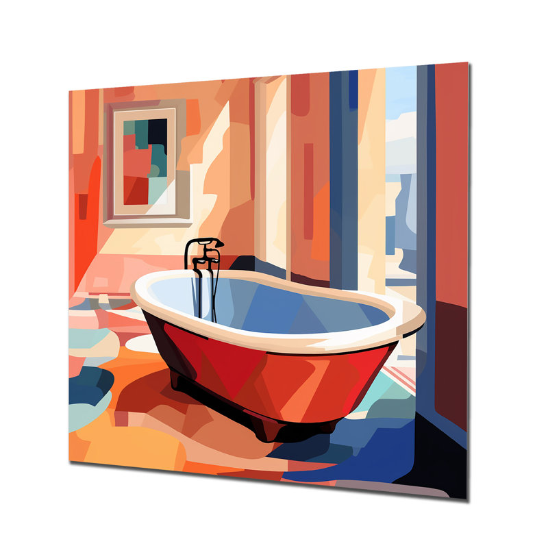 «Rose Bathroom Floral Serenity II» - art mural en métal pour salle de bain, H 29 po x l 29 po