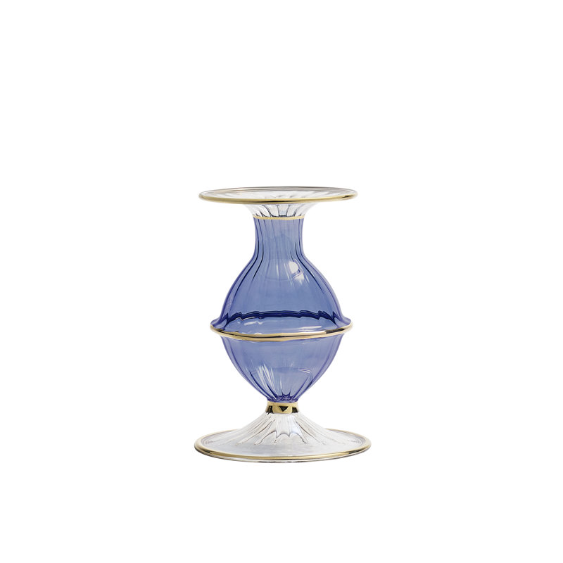 F2023 5.5'' H Glass Tabletop Candlestick, Blue