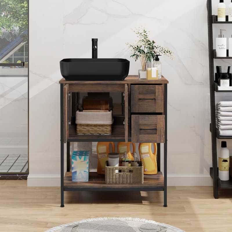 30'' Free-Standing Farmhouse Single Bathroom Vanity With Sink, Black