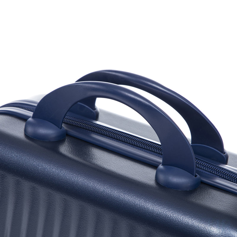 14 "/ 20" 2 pièces / ensemble dans un bagage à roulettes en ABS, avec serrure à combinaison et ouverture avant, étui à cosmétiques 14 "(bleu marine)