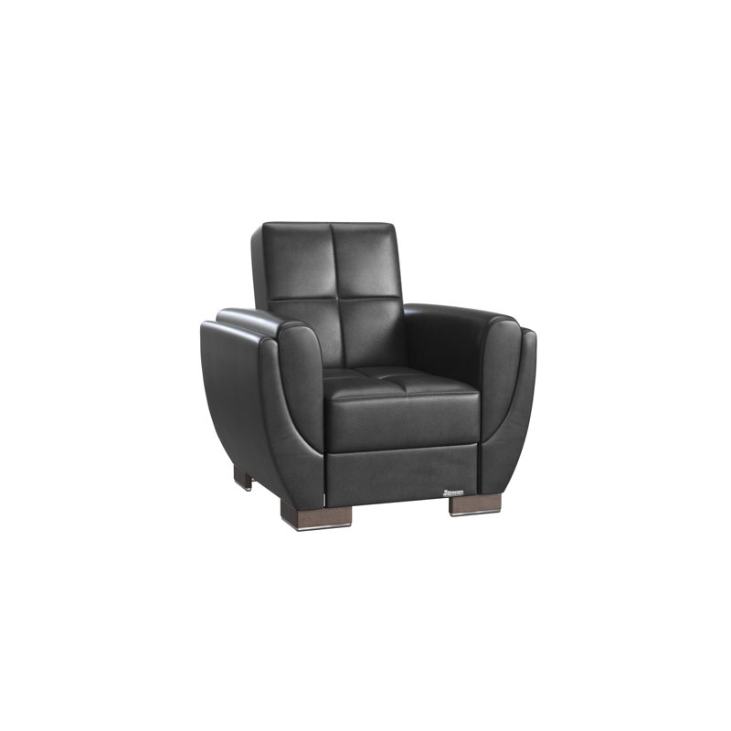 Fauteuil club en cuir Vegan, Noir