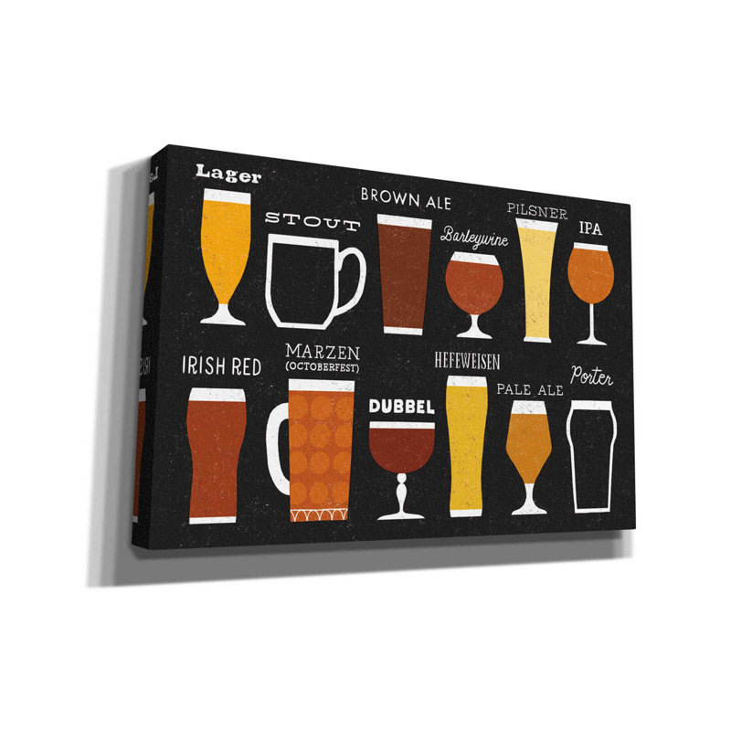 «Craft Beer List» par Michael Mullan, art mural sur toile, H 12 po x l 18 po x P 0,75 po