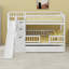 Lit superposé moderne pour enfants, glissière et gigogne d'escalier de rangement pratique-129862398