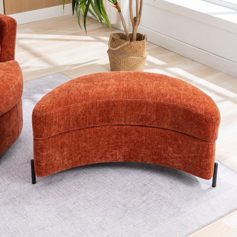 Achorn 32.8" W Upholstered Storage Ottoman, Terracotta Chenille