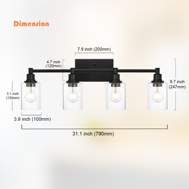4 - Light Dimmable Vanity Light, Black