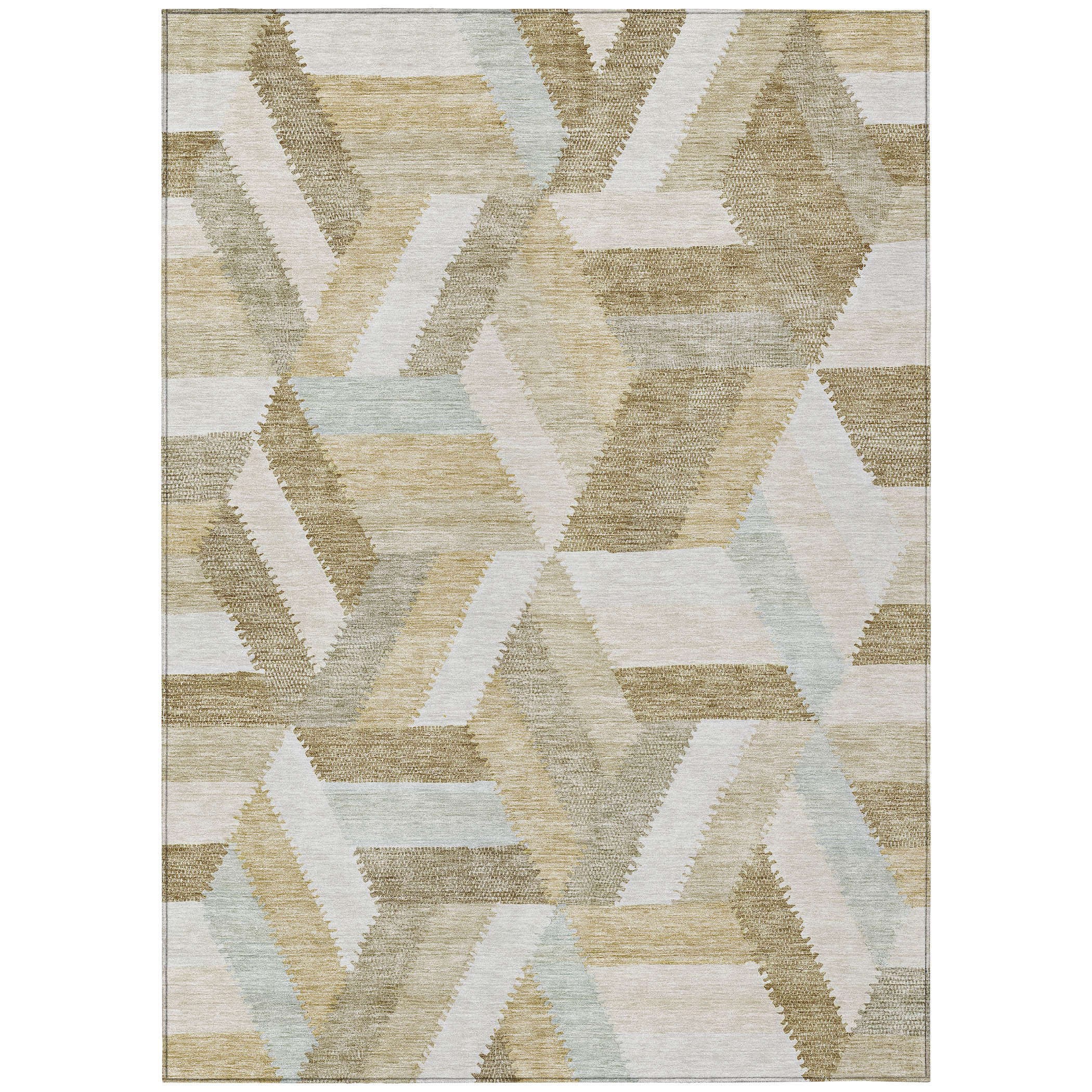 Orren Ellis 10' X 14' Tan Geometric Washable Indoor Outdoor Area Rug ...