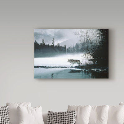 «Spring Mist Gray Wolf» par Etelca, impression sur toile tendue