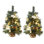 Ensemble de 2 mini sapins de Noël artificiels de 24 po / 2 pi avec 35 lumières, boules de Noël, arc, pommes de pin, minuterie à piles, décorations de Noël pour la maison