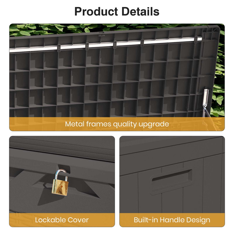 Black Polypropylene Wicker Lockable Deck Box, 100 Gallon