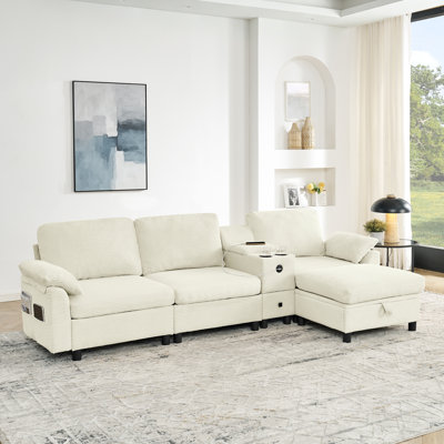 Canapé modulaire en forme de L Beige Modern
