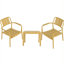 Ensemble 2 pièces de chaises à une place et de table basse en PP - Mobilier polyvalent d'intérieur / extérieur pour salon, balcon, plage (sans chaises d'assemblage, table à installation facile) - Polypropylène, jaune-130063595