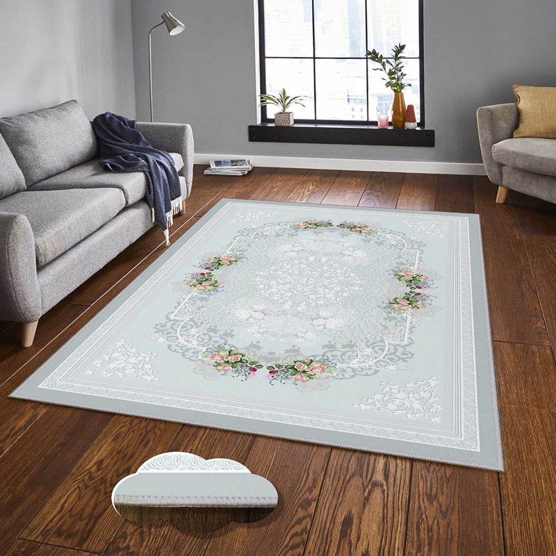 Stylish Woven Carpet, 5.2 x 7.5 Feet | 100% Polyester, 0.3 in Pile Height, Antibacterial, Non-Slip PVC Dot Underside | Machine Washable, 3D Digital Print | Perfect for Living Room, Bedroom & Home Décor