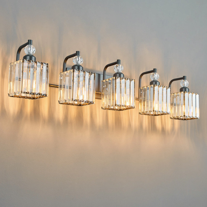 Éclairage pour meuble-lavabo à intensité variable Adoniram, Noir, 5 lumières