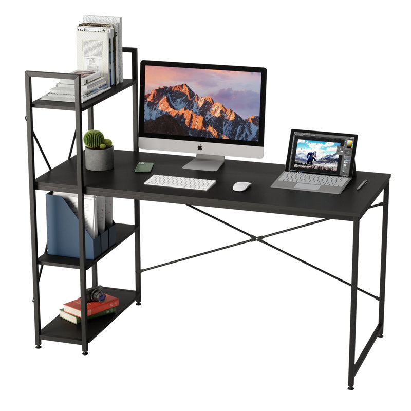 Metal Base Computer Desk, Black, 121cm H x 141cm W x 64cm D