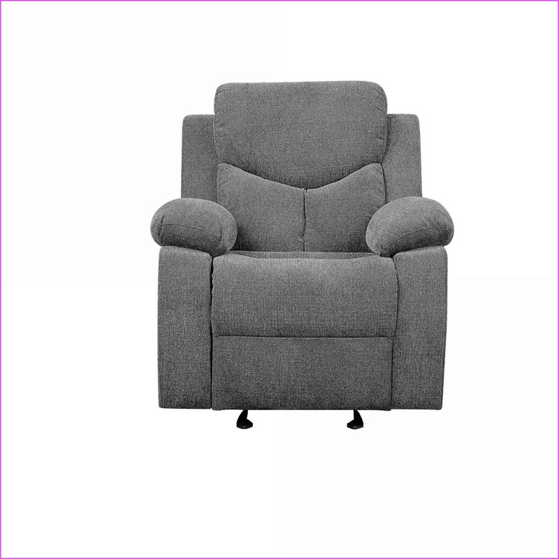 Fauteuil inclinable inclinable moderne en chenille gris clair | Métal Cadre en bois