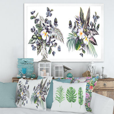 " Tropical Bouquets With Plumeria Frangipani Flowers " Painting Print
