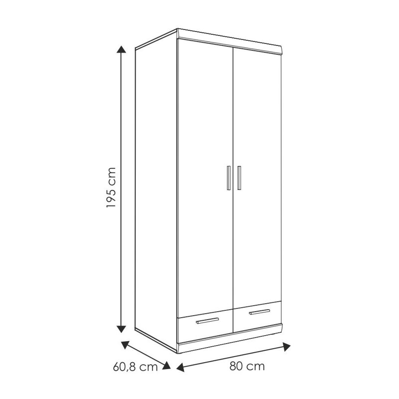 Abbeville 2 Door Manufactured Wood Wardrobe