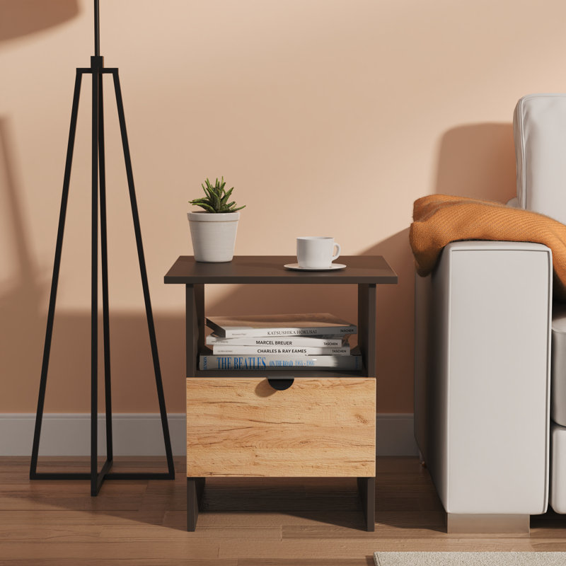 Bernan End Table, Black/Natural