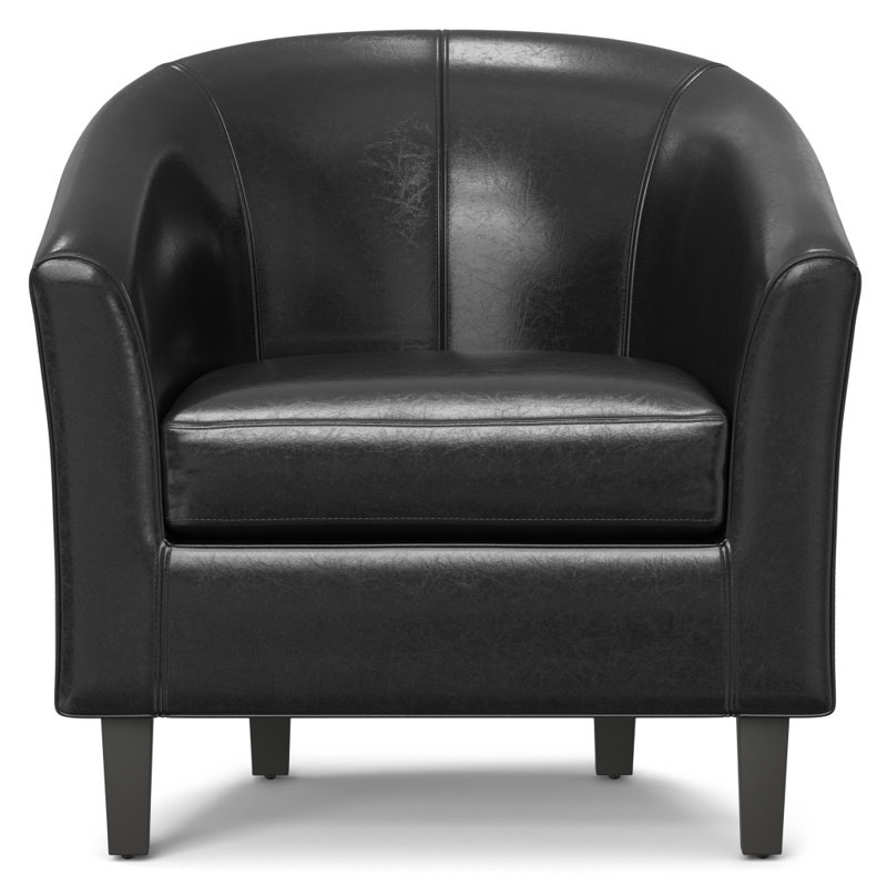  Fauteuil en cuir noir, Noir