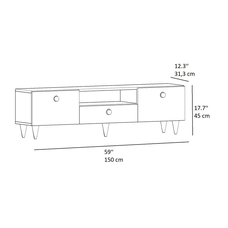 TV Stand And Media Console with Storage Suny, Oak/Black