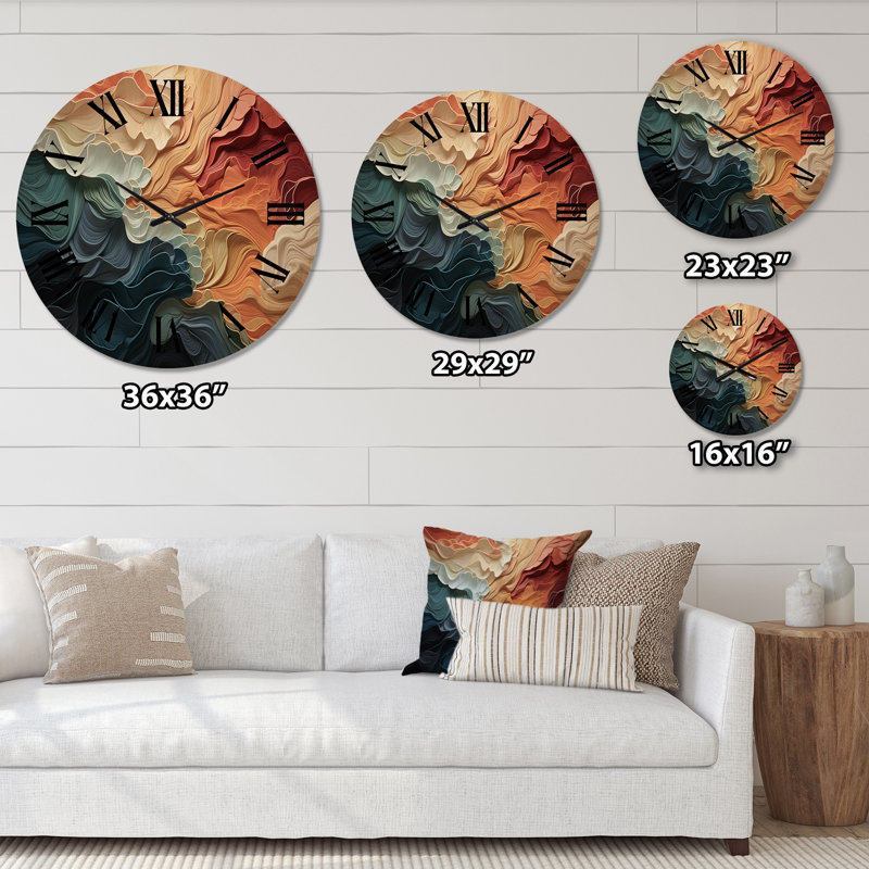Biomorphism Organic Forms V - Horloge murale moderne surdimensionnée en bois, Petit