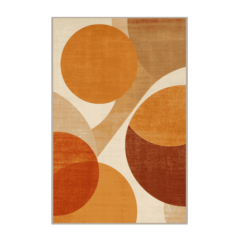 Machine Washable Kirkwood Orange Modern & Contemporary Rug in Brown – Beige Binding, 7x9