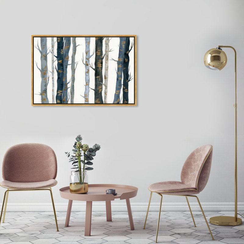 Nature et paysage derrière les bois - impression sur toile tendue, H 24 po x l 36 po, Cadre doré