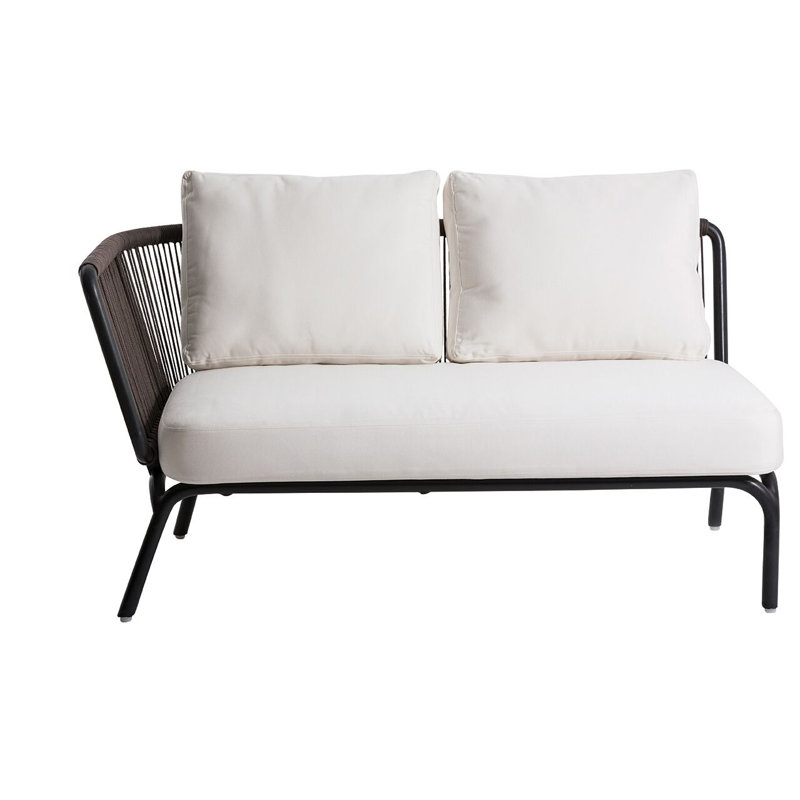 Causeuse avec coussins Yland, Anthracite, Toile Sunbrella® naturel