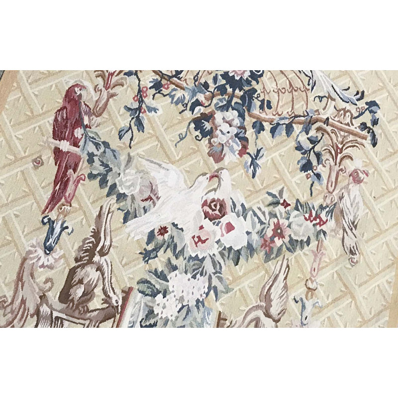 Hand-Knotted High-Quality Beige and Blue Area Rug