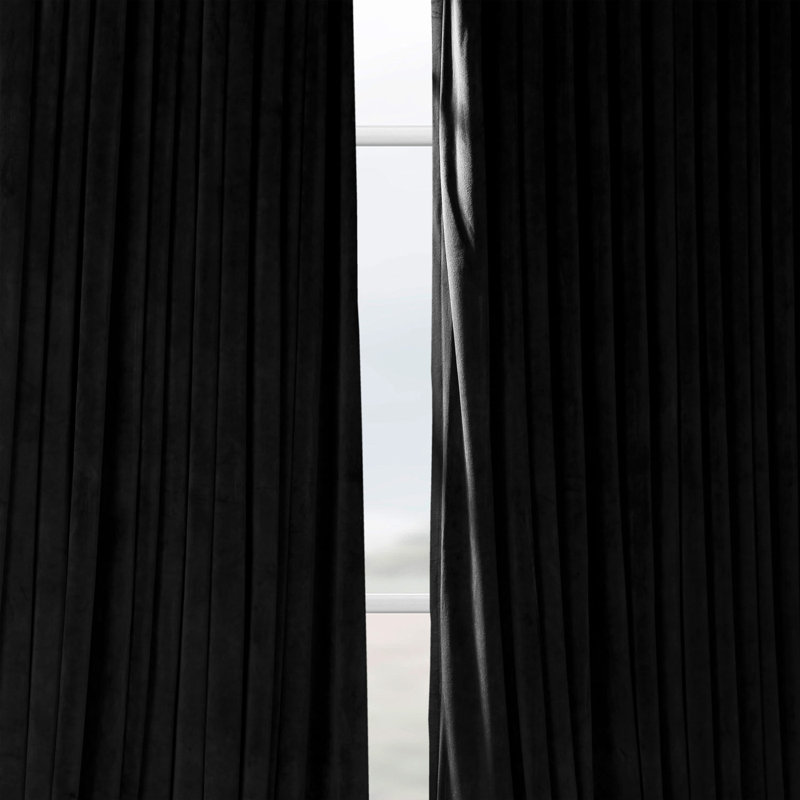 Olivia Velvet Blackout Curtain (1 Panel), 100" W x 120" L, Black