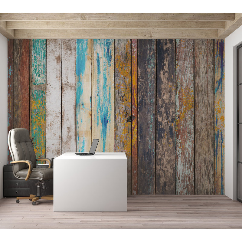 Papier peint surface avec fond - Vieilles planches de bois, L 59 po x L 41 po