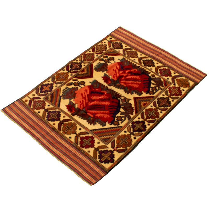 Tapis unique en laine noué à la main brun / rouge nouvel âge 4 pi 4 po x 6 pi 4 po Hailyn