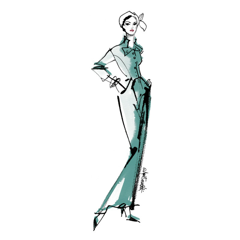 «Fifties Fashion III V2 Green», peinture sur toile tendue, H 12 po x l 8 po