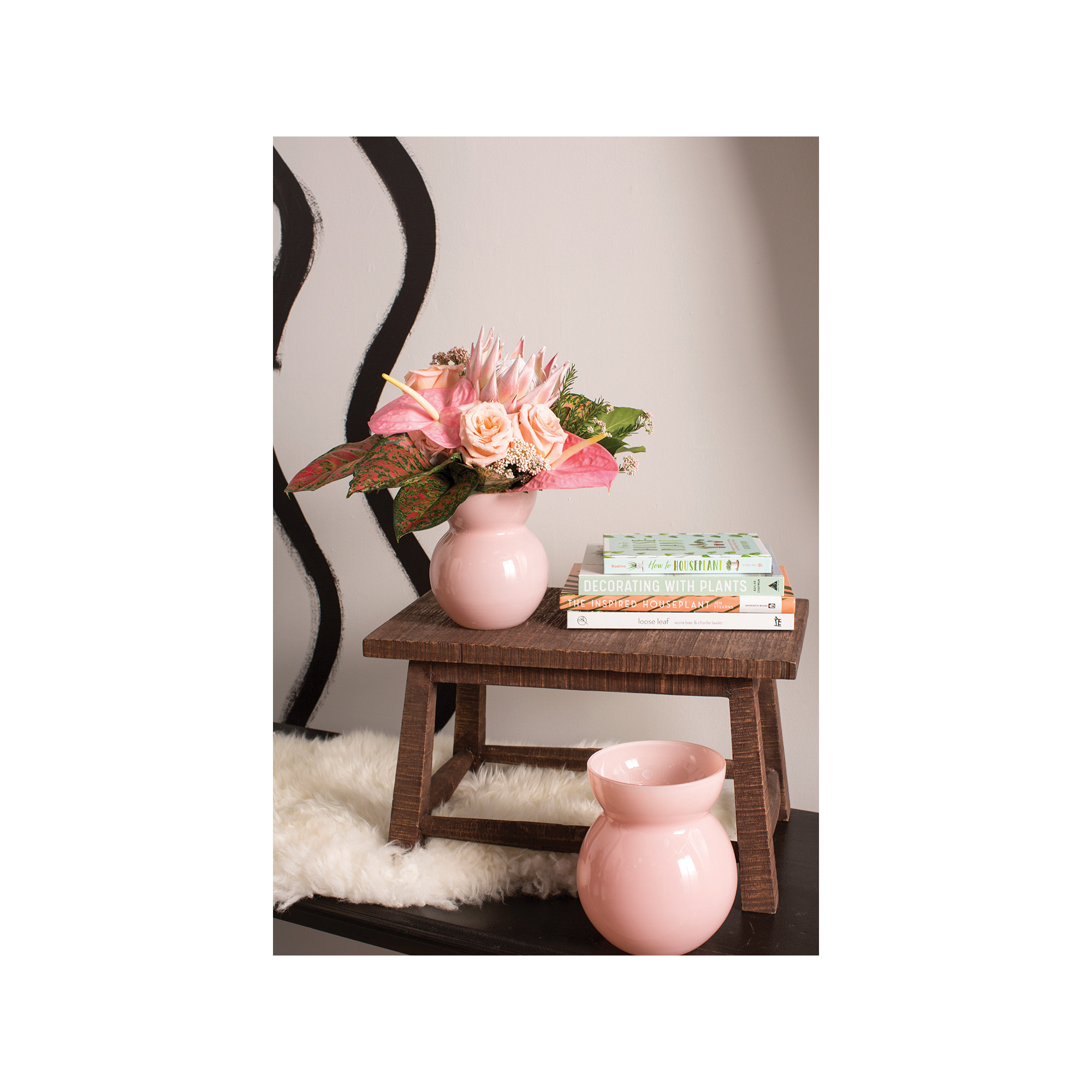 Dewey Handmade Glass Table Vase, 6.5" H x 5.5" W x 5.5" D, Light Pink