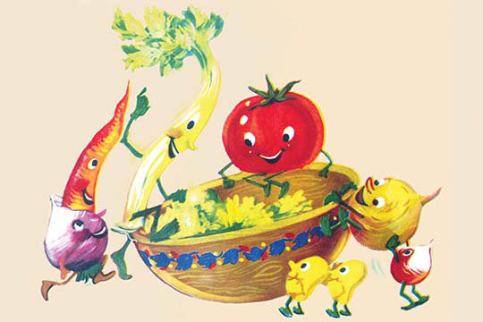 «Happy Légumes dans le bol», impression, 28" H x 42" W x 1.5" D