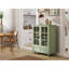 Armoire de minimalisme avec portes doubles en verre et tiroir, armoire de rangement moderne en bois pour le salon, le vestibule et le vestibule-358754129